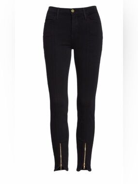 Frame Le High Skinny Jeans in Black, Size 28